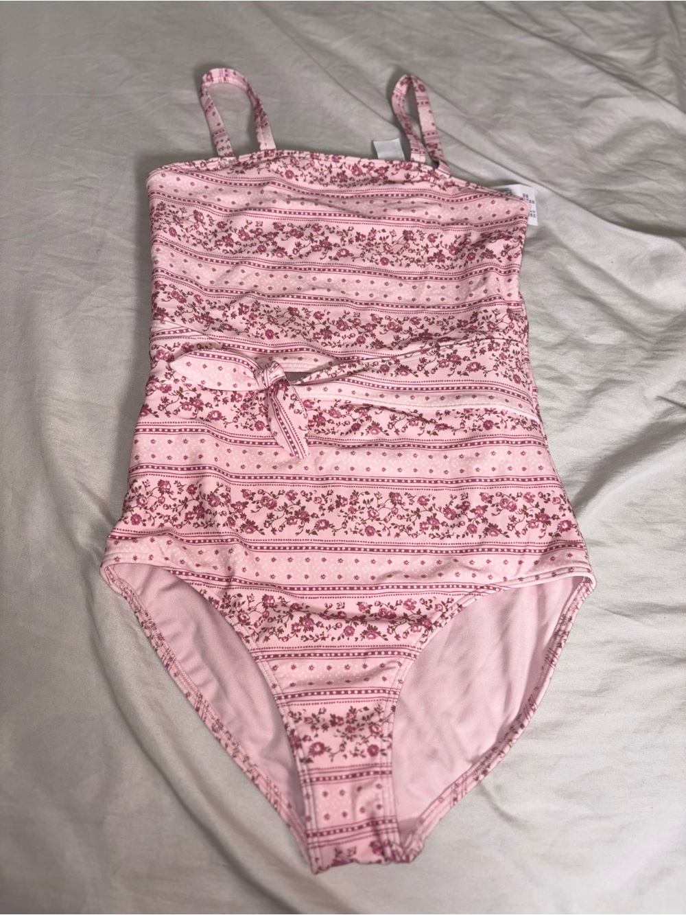 abercrombie kids Pink Floral Stripe One-Piece Swimsuit